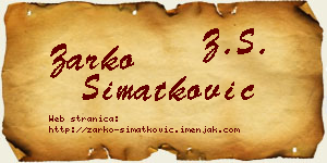 Žarko Simatković vizit kartica